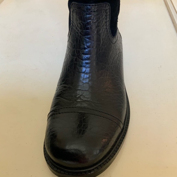 BEAUTIFUL TORY BURCH BLACK COREY MID CALF FLAT LEATHER SUEDE BOOTS SIZE 6.5 - Picture 5 of 16